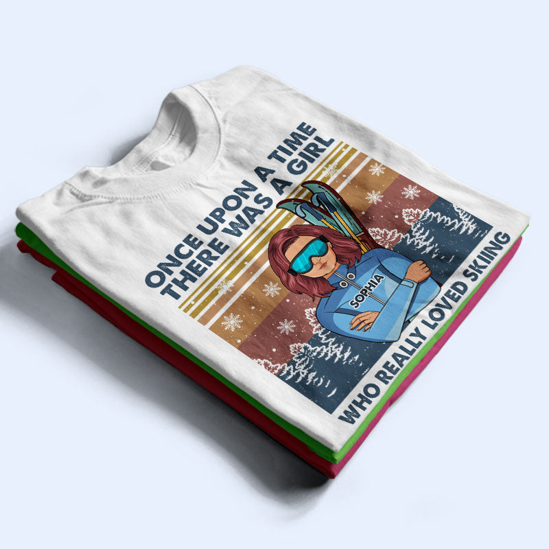 Once Upon A Time Skiing - Personalized Custom T Shirt