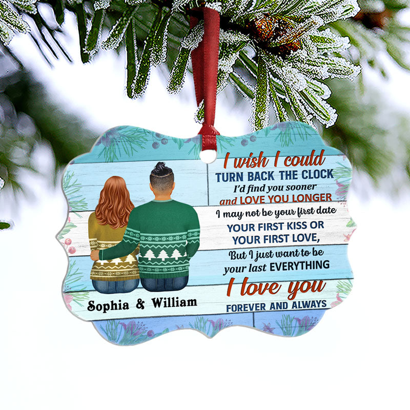 I Wish I Could Turn Back The Clock Husband Wife Couple - Christmas Gift - Personalized Custom Aluminum Ornament