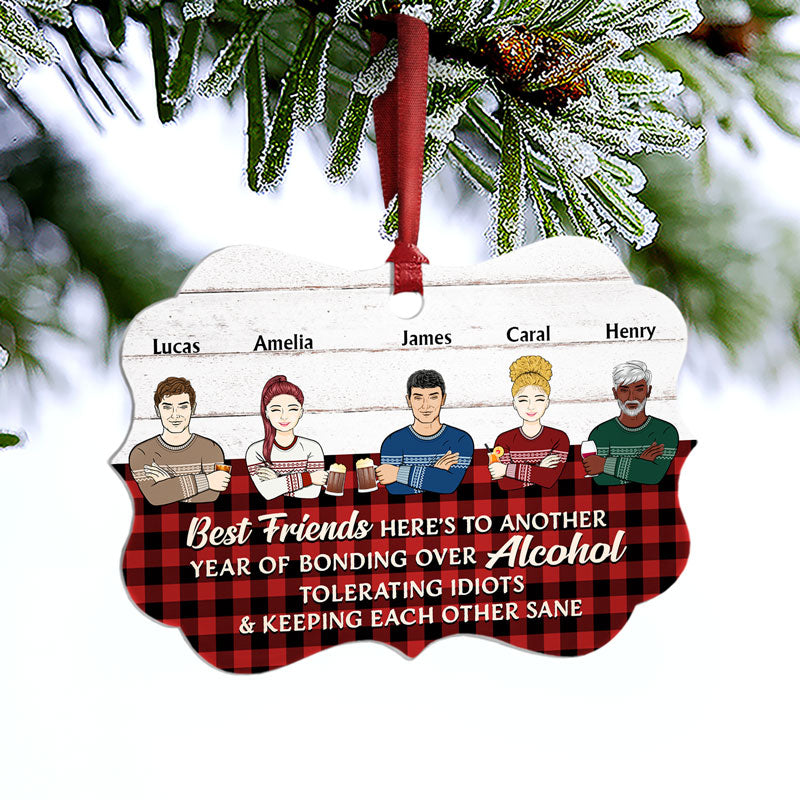 Best Friends Keeping Each Other Sane - Christmas Gift For BFF Besties And Colleagues - Personalized Custom Aluminum Ornament