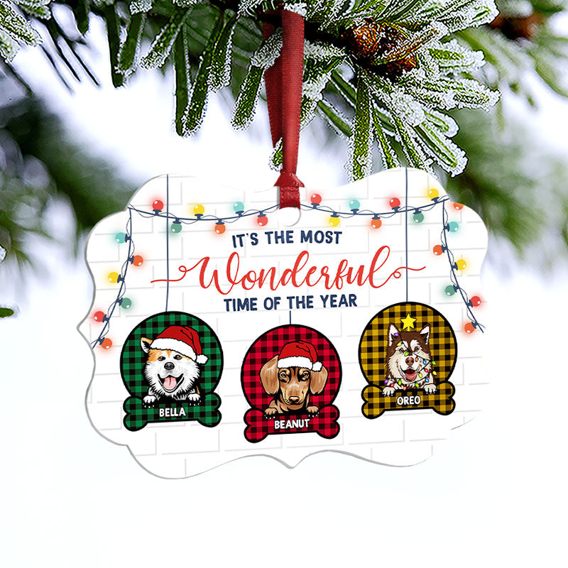 Wonderful Time Of The Year - Christmas Gift Dog Lover - Personalized Custom Aluminum Ornament