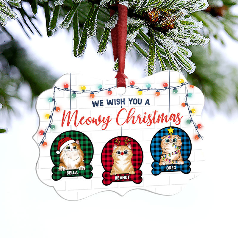 Wish You A Meowy Christmas - Gift For Cat Lover - Personalized Custom Aluminum Ornament