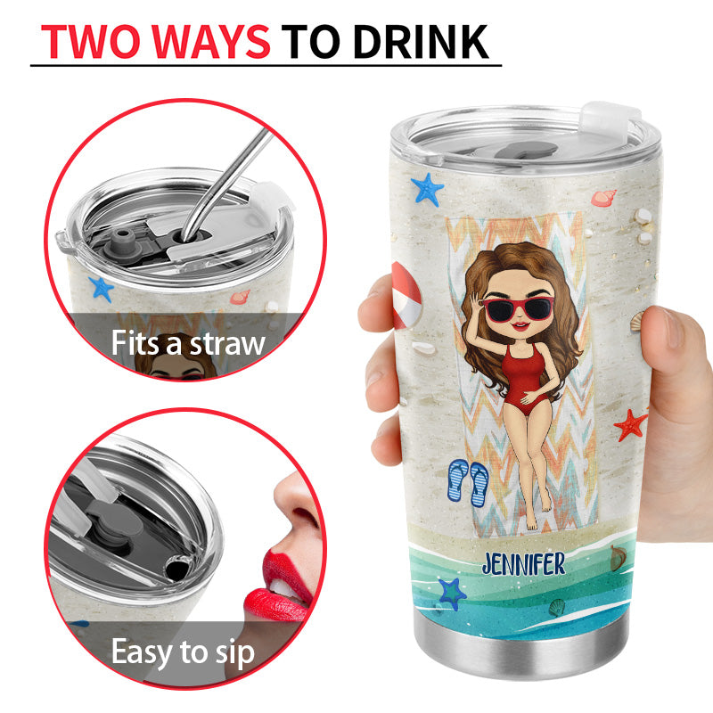 Chibi Girl I Just Wanna Have Beach And Sun - Personalized Custom Tumbler
