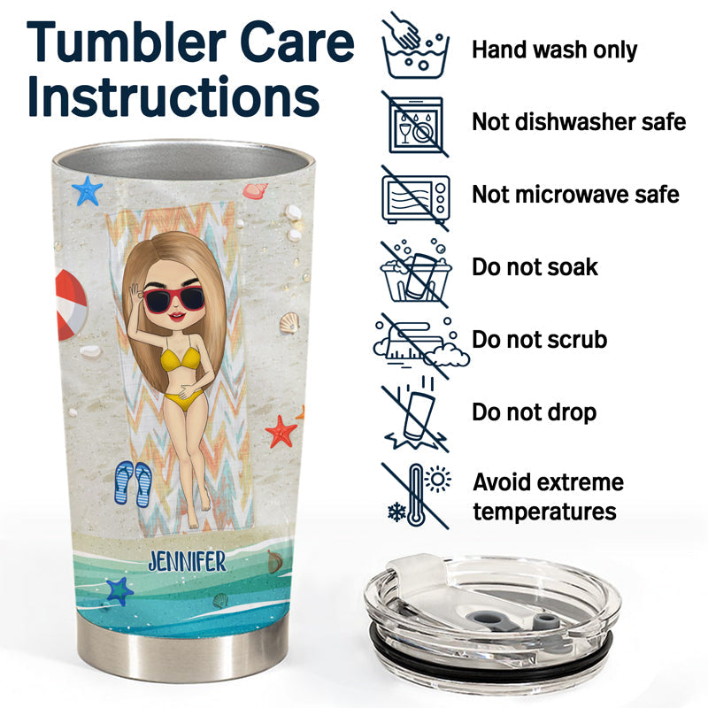Chibi Girl I Just Wanna Have Beach And Sun - Personalized Custom Tumbler