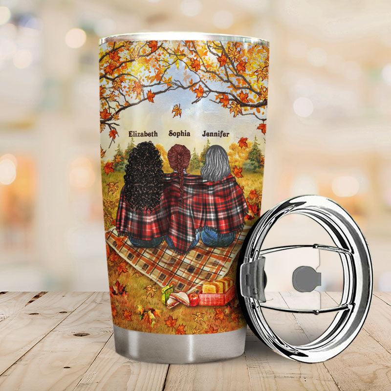Personalized Autumn Flannel Bestie I Love You Custom Tumbler, Gift For BFF