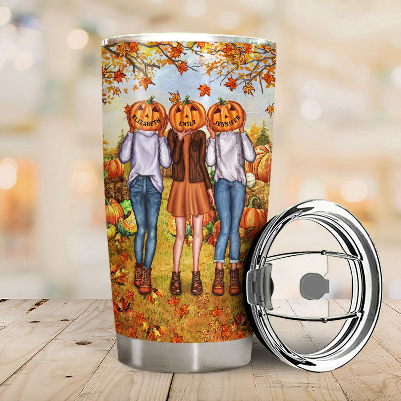 Autumn Pumpkin Bestie Choose For Ourselves Custom Tumbler, Personalized Fall BFF Tumbler, Gift For BFF