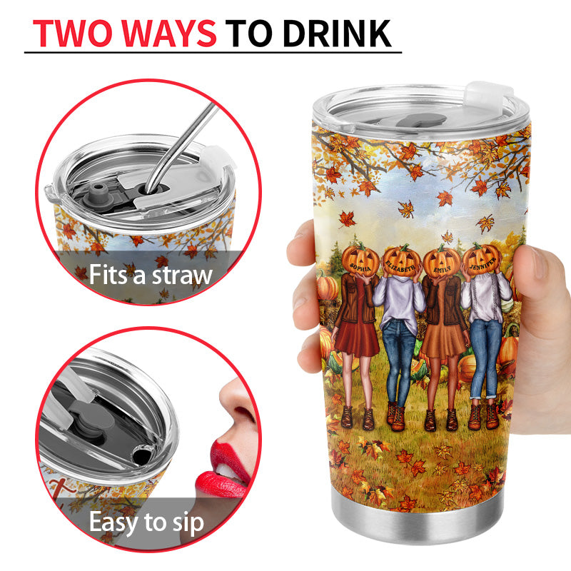 Autumn Pumpkin Bestie Choose For Ourselves Custom Tumbler, Personalized Fall BFF Tumbler, Gift For BFF