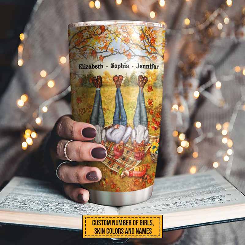 Autumn Bestie Pumpkin Spice Bestie & Everything Nice Custom Tumbler, Personalized Fall BFF Tumbler, Gift For BFF