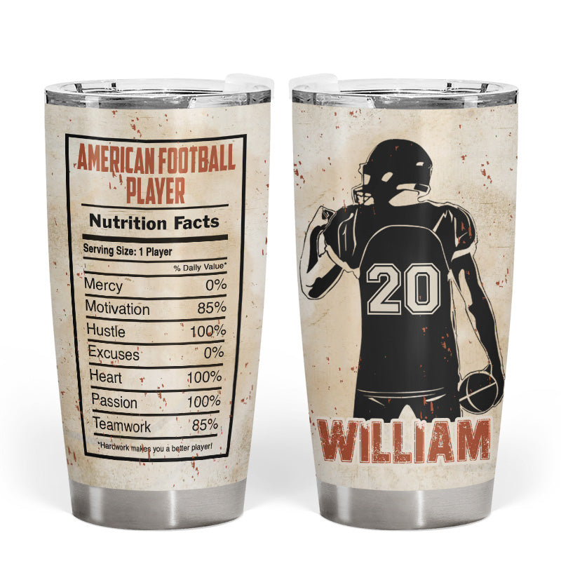 American Football Nutrition Facts - Personalized Custom Tumbler