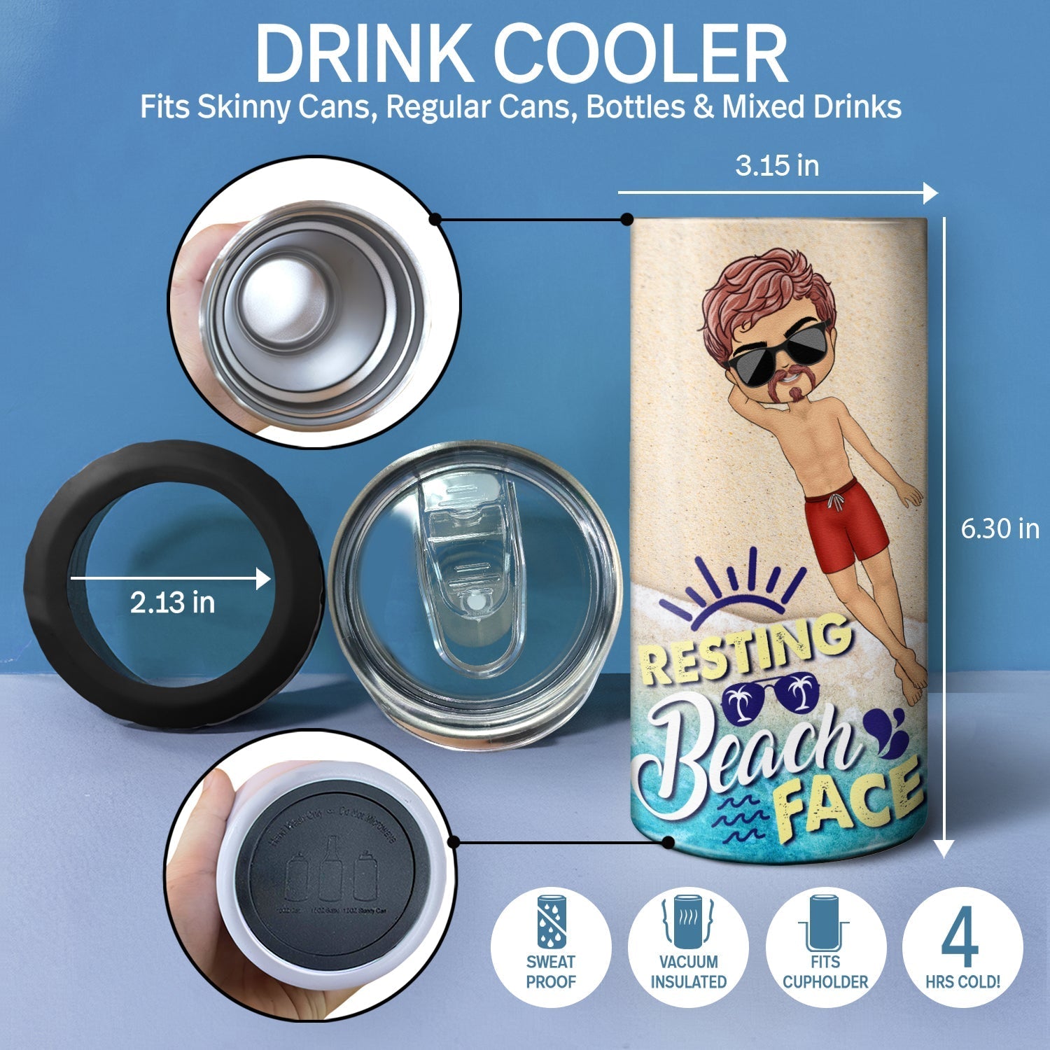 Life Is Better At The Beach - Gift For Yourself - Personalized Custom 4 In 1 Can Cooler Tumbler