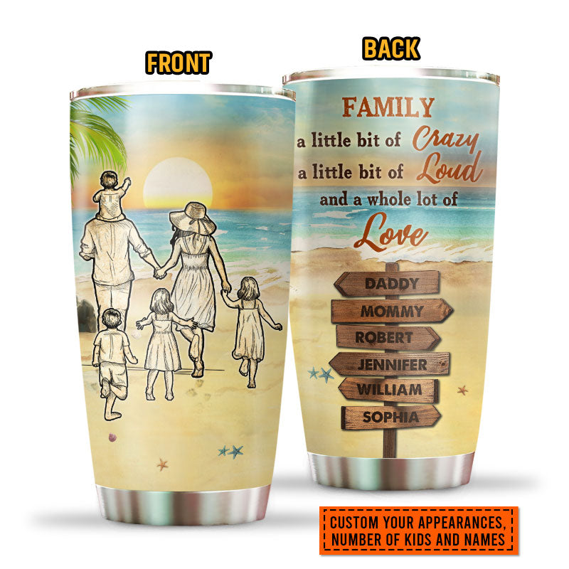 Beach Family A Little Bit Of Crazy Custom Tumbler, Personalized Beach Tumbler, Family Gift
