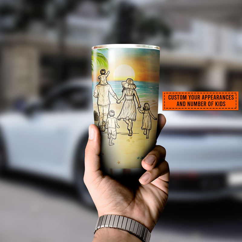 Beach Family A Little Bit Of Crazy Custom Tumbler, Personalized Beach Tumbler, Family Gift