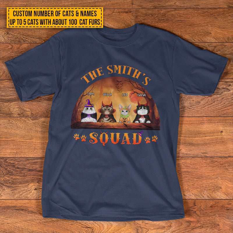 Cat Cosplay Squad Custom T Shirt, Pumpkin, Devil & Witch Cat Costumes, Personalized Halloween Shirt, Gift For Cat Lovers