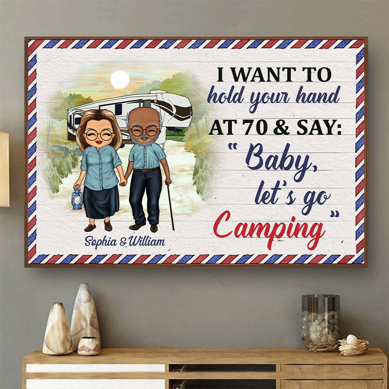 Camping Old Couple Baby Let's Go Camping - Gift For Couple - Personalized Custom Poster
