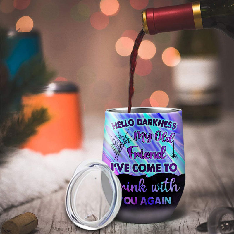 Devil I've Come To Drink With You Again Custom Wine Tumbler, Personalized Devil Wine Tumbler, Halloween Drinkware