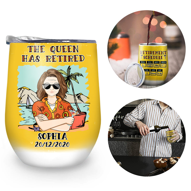 Retired Schedule Calendar - Gift For Grandparent - Personalized Custom Wine Tumbler