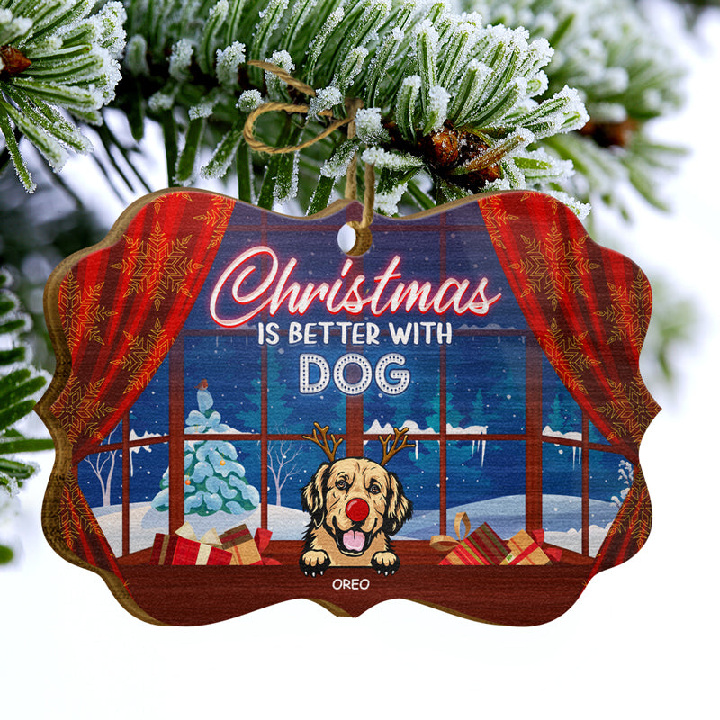 Christmas Is Better With Dogs - Personalized Custom Wooden Ornament