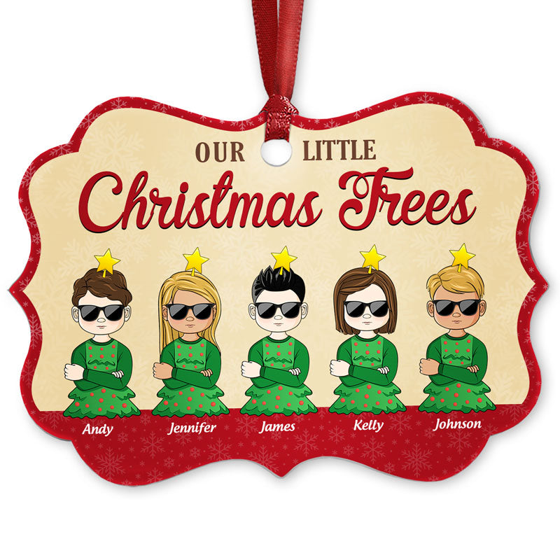 Family Our Little Christmas Trees - Christmas Gift - Personalized Custom Aluminum Ornament