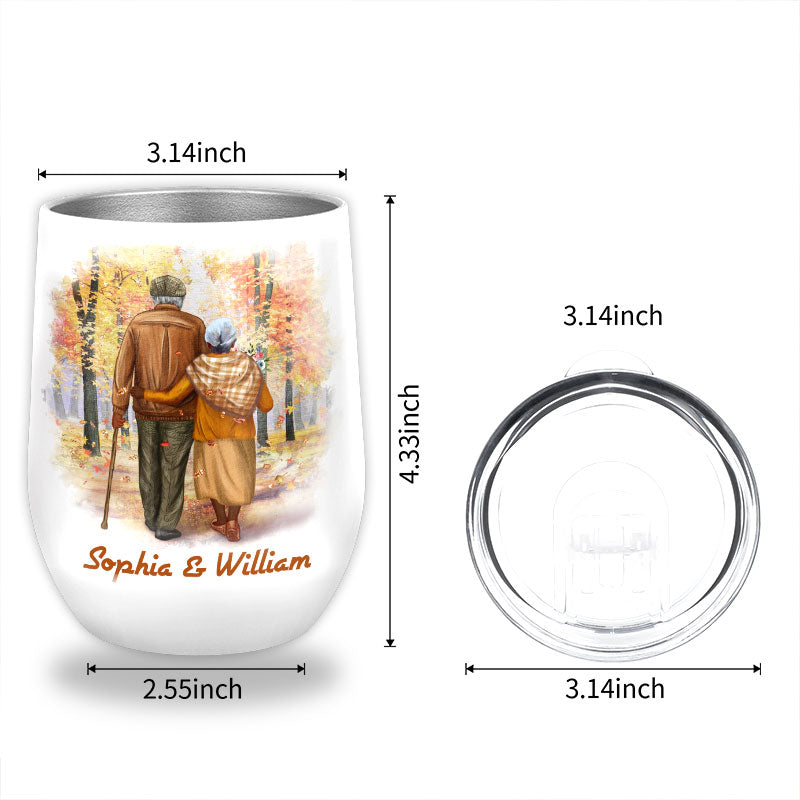 Family Old Couple When We Get Custom Color Skin Custom Wine Tumbler, Personalized Fall Couple Wine Tumbler, Couple Gift