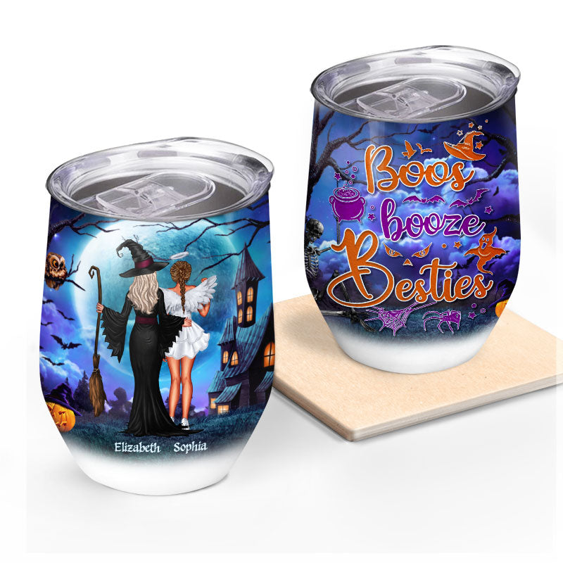 Halloween Best Friends Boos Booze Best Friendss - Halloween Gift For BFF - Personalized Custom Wine Tumbler