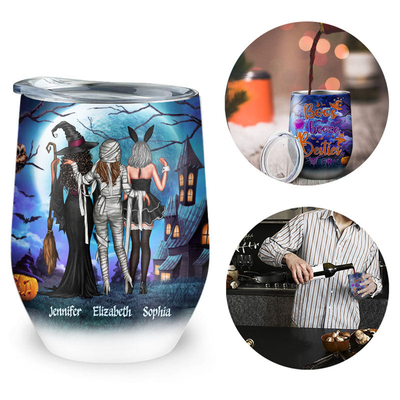 Halloween Best Friends Boos Booze Best Friendss - Halloween Gift For BFF - Personalized Custom Wine Tumbler