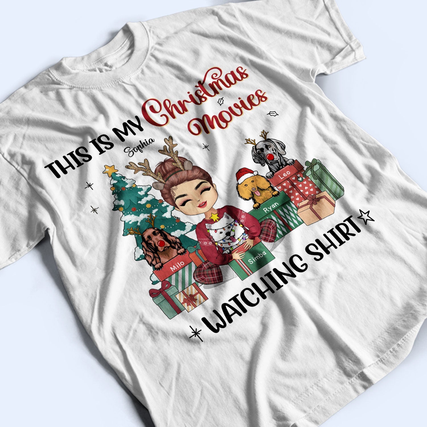 This Is My Christmas Movie Watching Shirt - Christmas Gift For Dog Lovers - Personalized Custom T Shirt