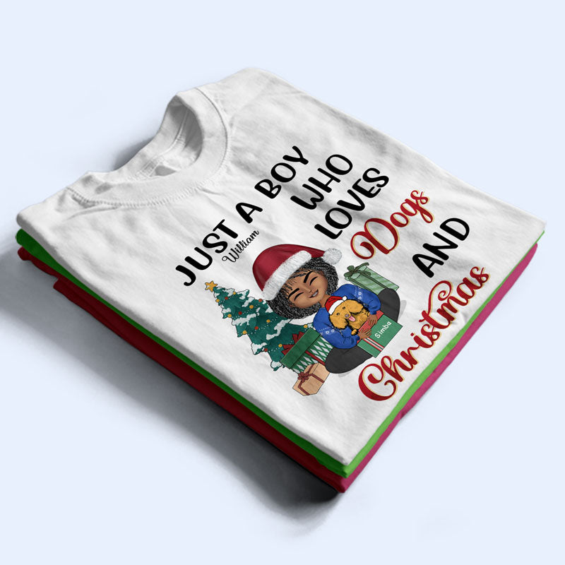 Who Loves Dogs And Christmas - Christmas Gift For Dog Lovers - Personalized Custom T Shirt