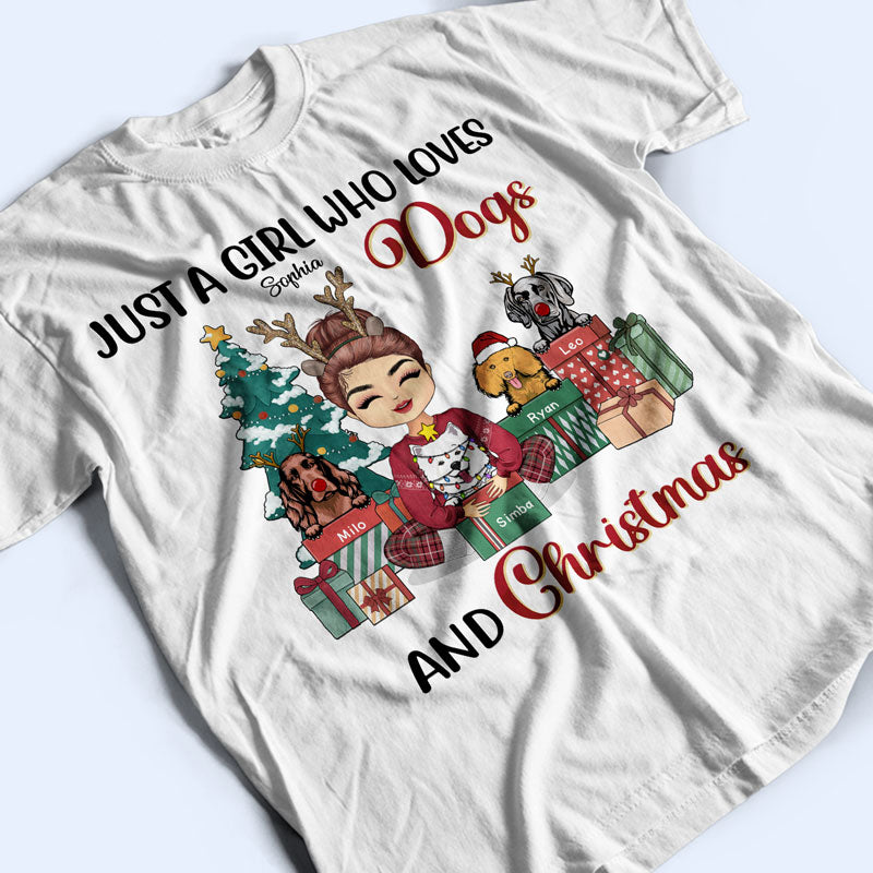 Who Loves Dogs And Christmas - Christmas Gift For Dog Lovers - Personalized Custom T Shirt