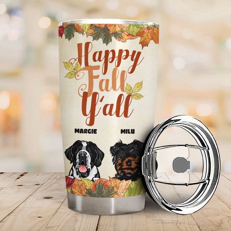 Happy Fall Life Is Better With Dogs - Dog Lover Gift - Personalized Custom Tumbler