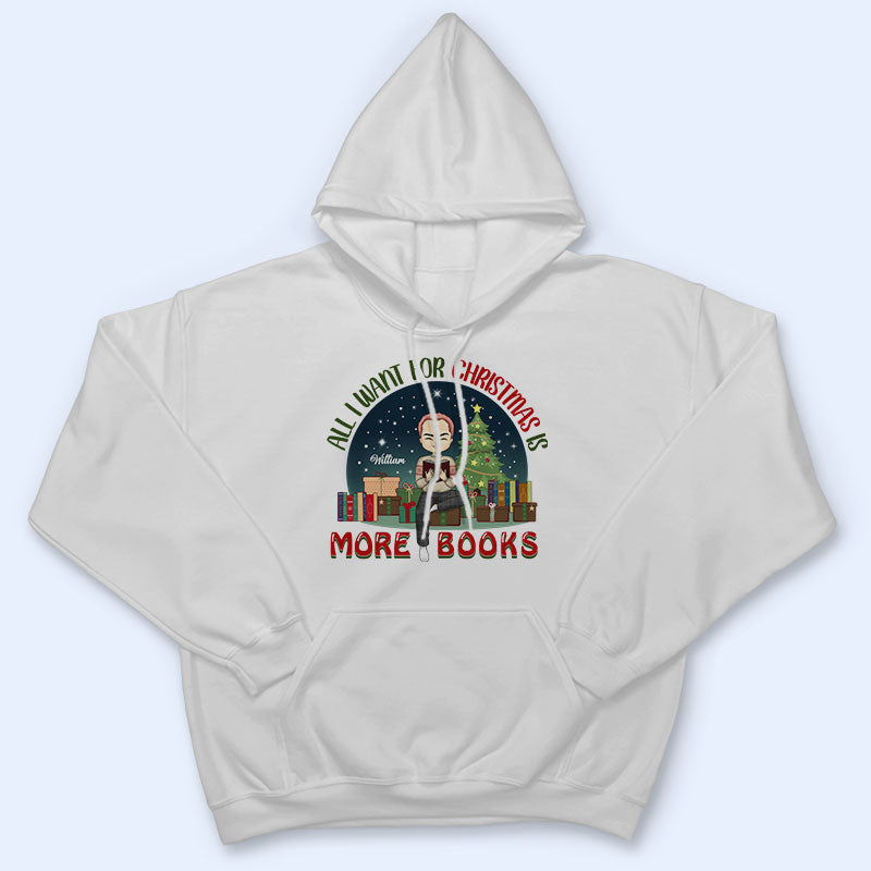 Chibi Girl All I Want For Christmas Is More Books Light - Christmas Gift For Reading Lovers - Personalized Custom Hoodie