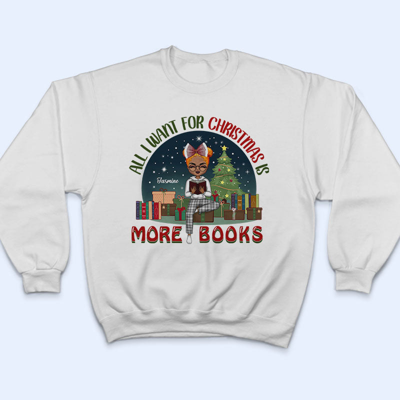 Chibi Girl All I Want For Christmas Is More Books Light - Christmas Gift For Reading Lovers - Personalized Custom Hoodie