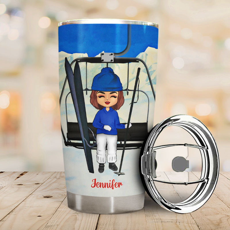 Skiing But In My Head I'm Skiing - Personalized Custom Tumbler