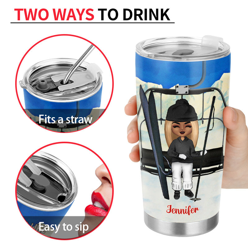 Skiing But In My Head I'm Skiing - Personalized Custom Tumbler