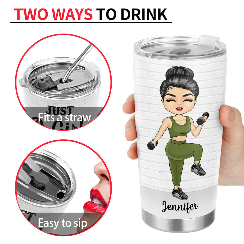 Lifting Chibi Girl Just A Girl With Goals - Gift For Gymer - Personalized Custom Tumbler