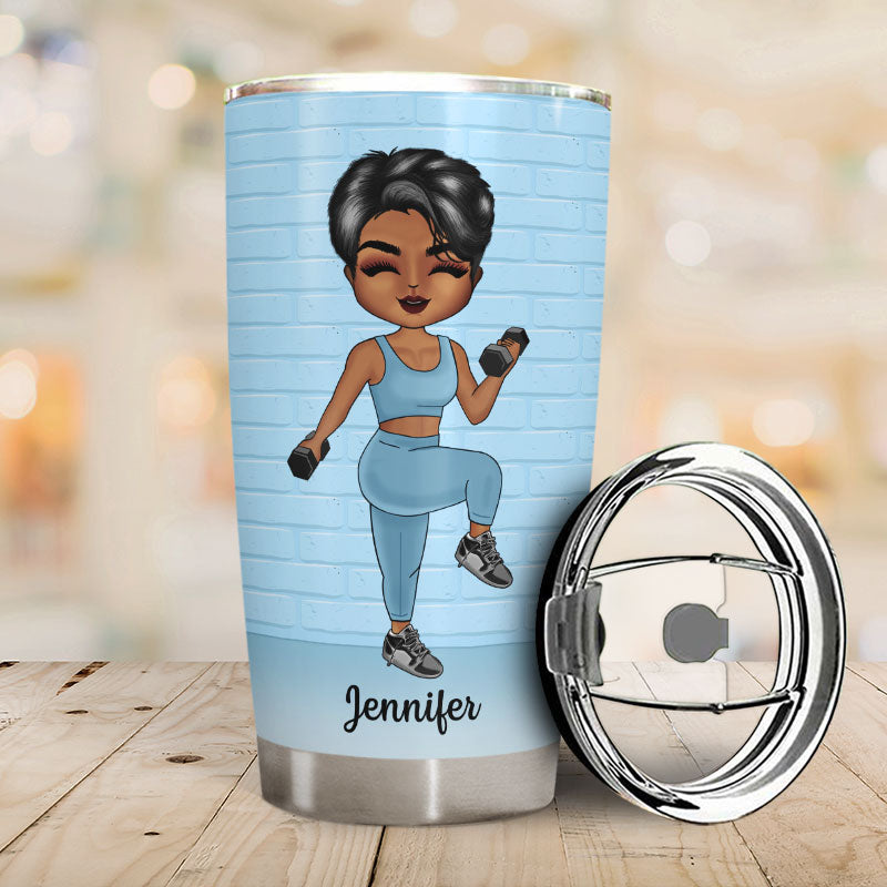 Lifting Chibi Girl Just A Girl With Goals - Gift For Gymer - Personalized Custom Tumbler