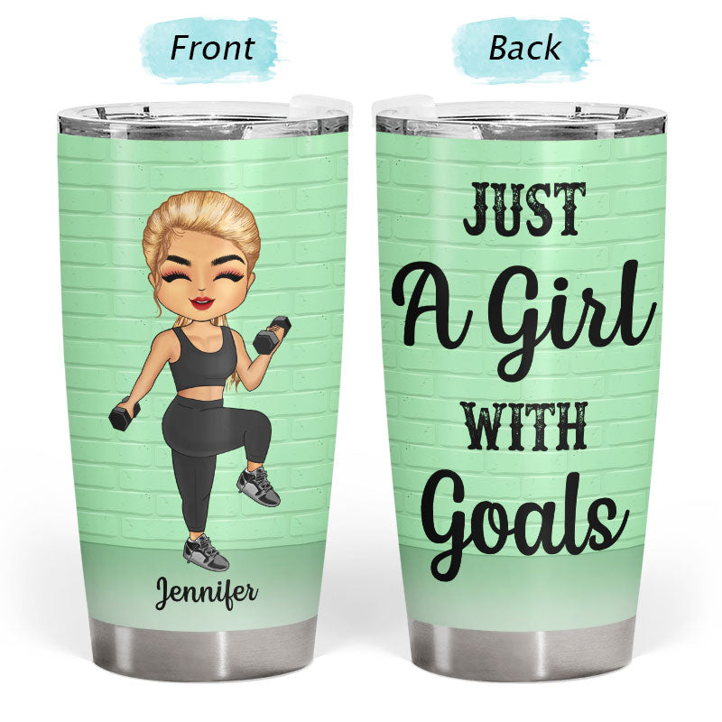 Lifting Chibi Girl Just A Girl With Goals - Gift For Gymer - Personalized Custom Tumbler