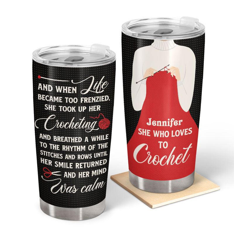 Who Loves To Crochet Crocheting - Personalized Custom Tumbler