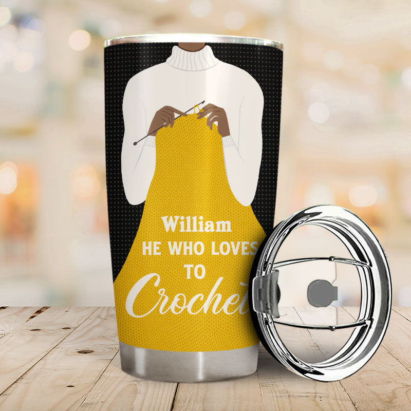 Who Loves To Crochet Crocheting - Personalized Custom Tumbler