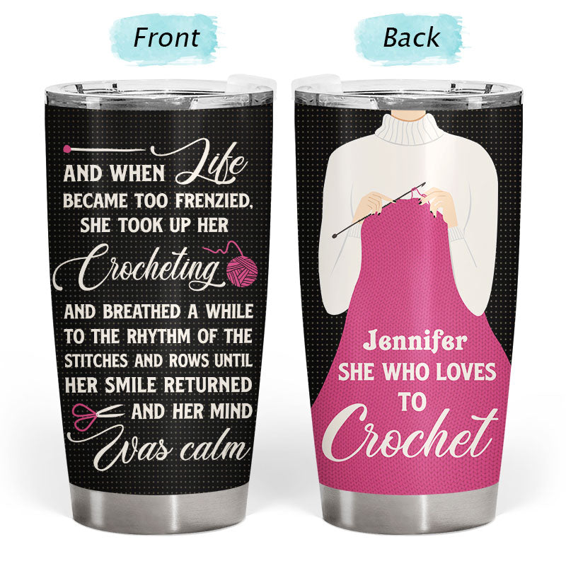 Who Loves To Crochet Crocheting - Personalized Custom Tumbler
