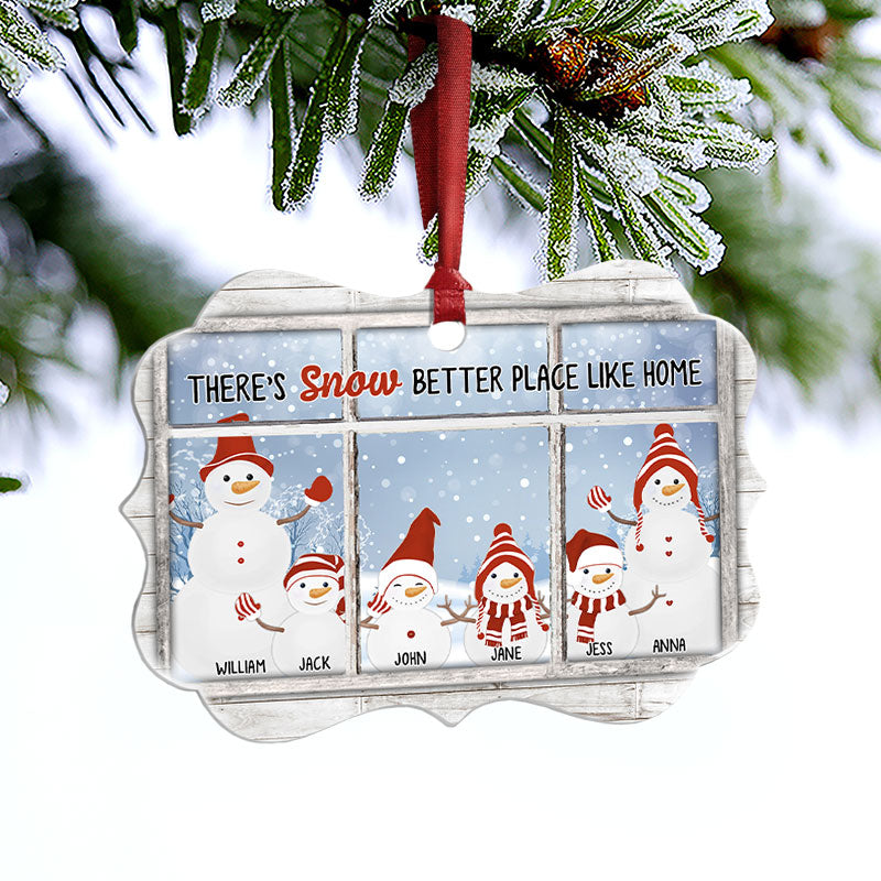 Christmas Snow Better Place Like Home - Gift For Couples - Personalized Custom Wooden Ornament, Aluminum Ornament
