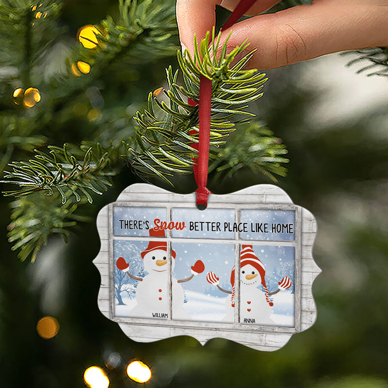 Christmas Snow Better Place Like Home - Gift For Couples - Personalized Custom Wooden Ornament, Aluminum Ornament