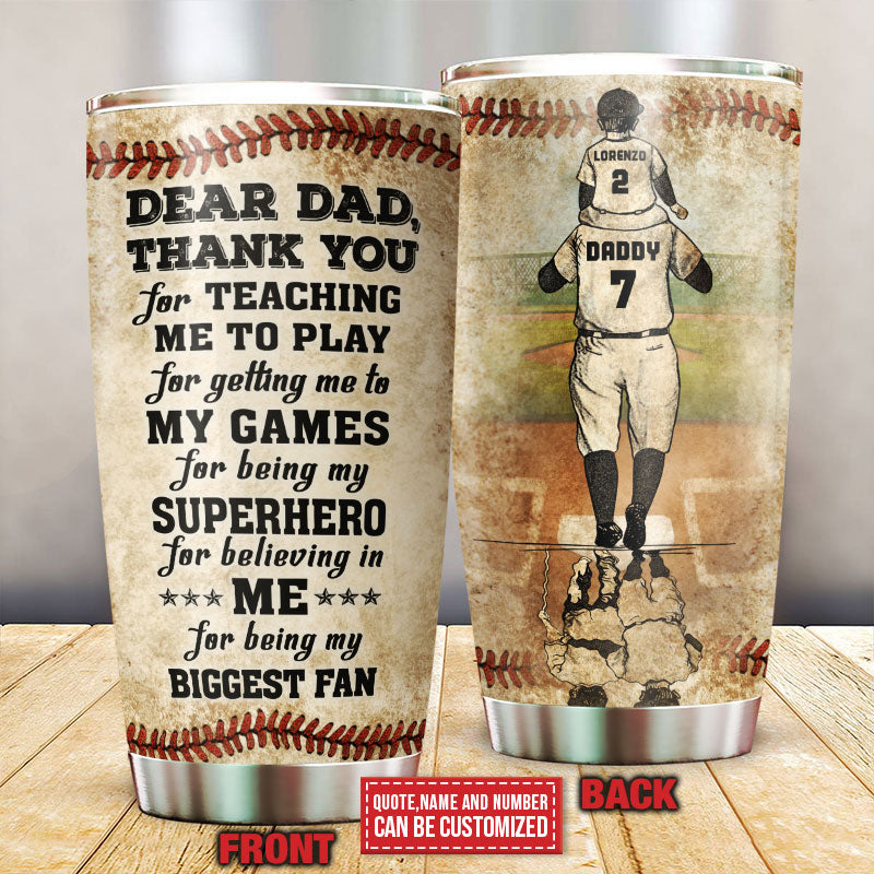 Personalized Baseball Dad And Son Thank You Custom Quote Customized Tumbler