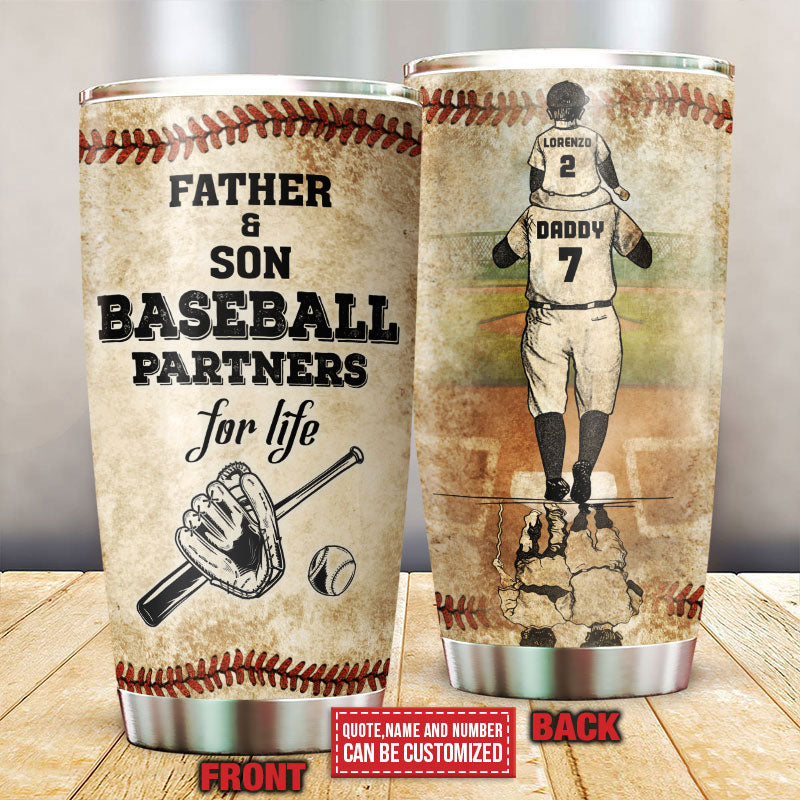 Personalized Baseball Dad And Son Thank You Custom Quote Customized Tumbler