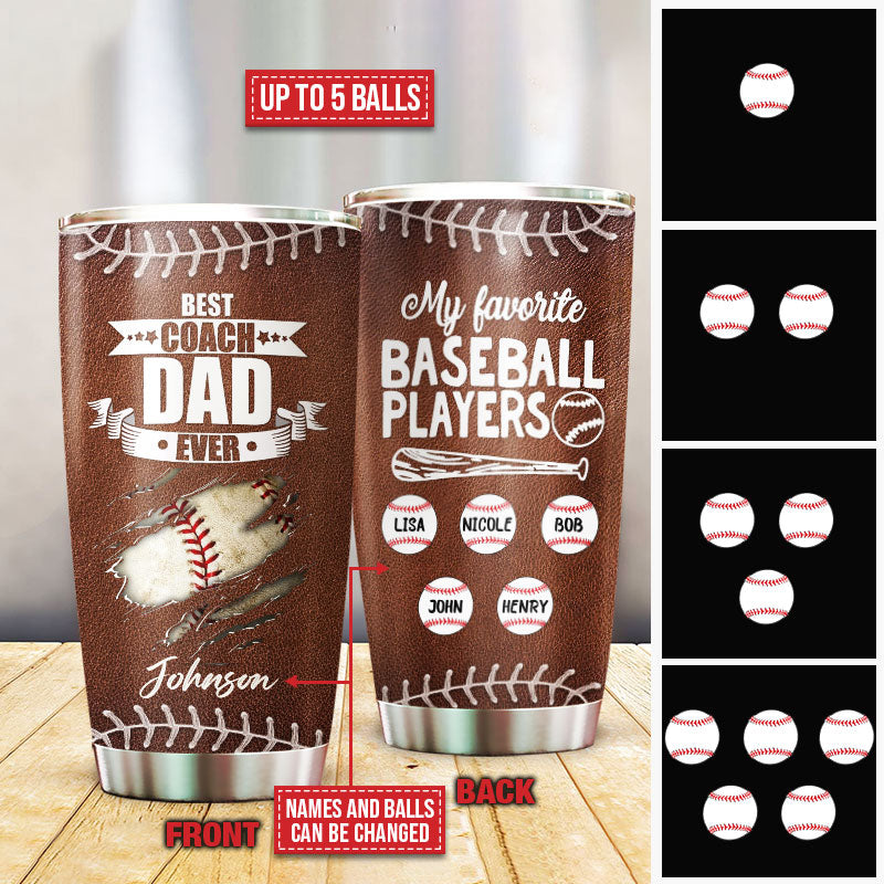 Personalized Baseball Best Coach Dad Custom Tumbler