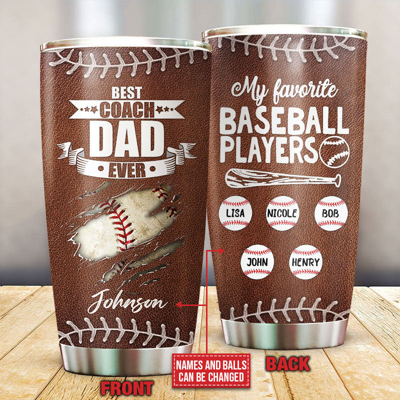 Personalized Baseball Best Coach Dad Custom Tumbler