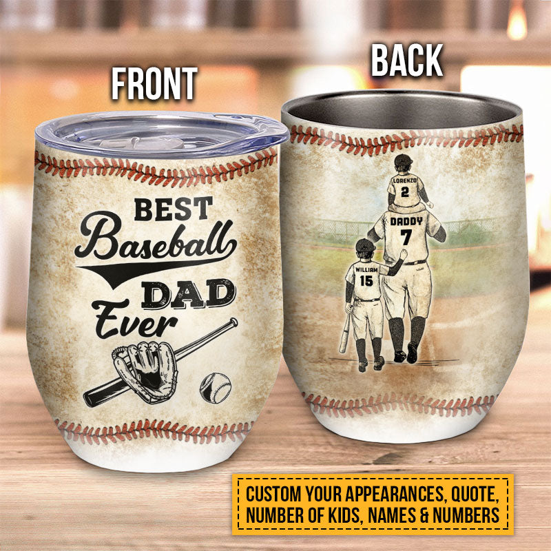 Personalized Baseball Dad And Child Thank You Dad Custom Wine Tumbler
