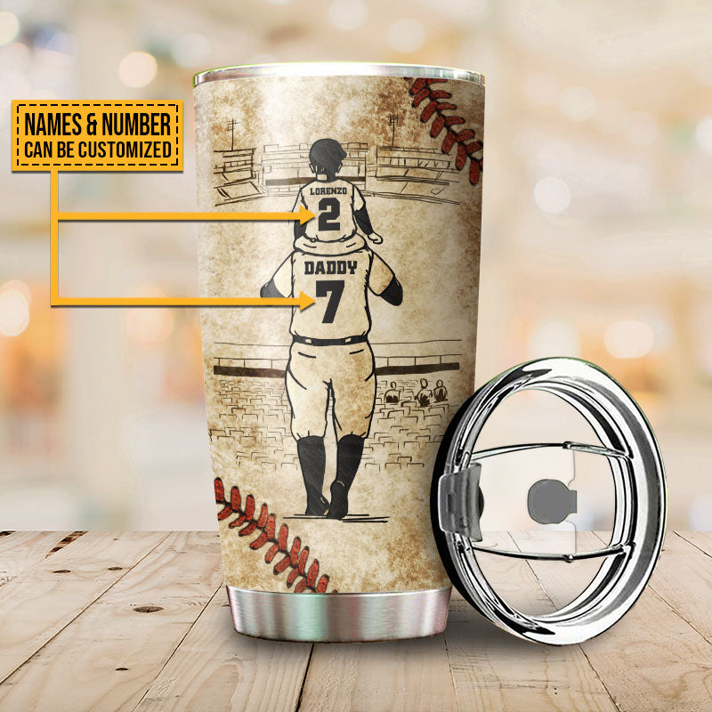 Personalized Baseball Dad And Son Never Let The Fear Sketch Customized Tumbler