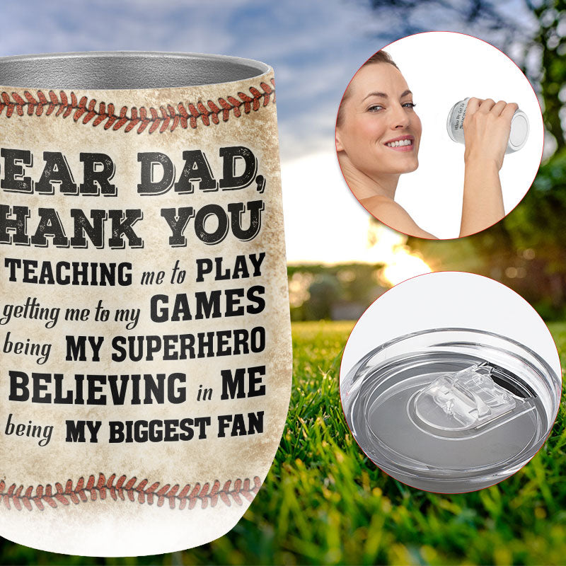 Personalized Baseball Dad And Son Thank You Customized Wine Tumbler