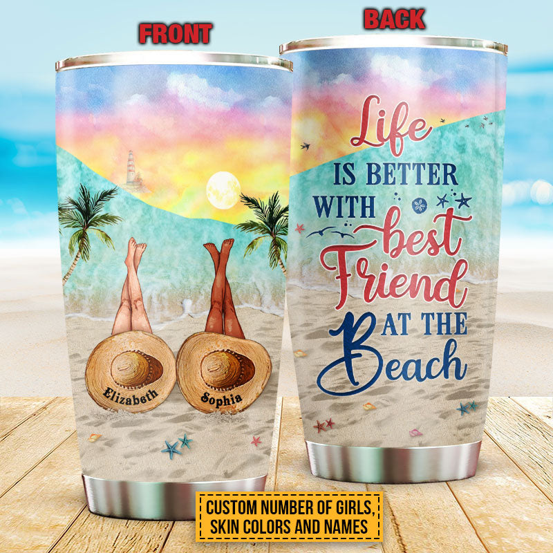Personalized Beach Bestie Life Is Better Custom Tumbler