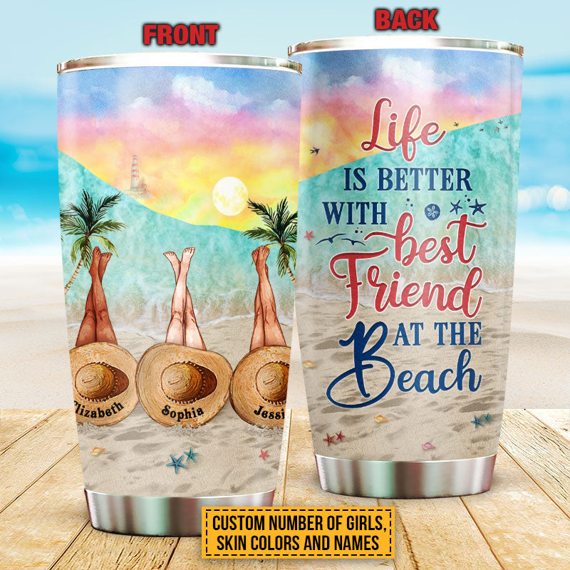 Personalized Beach Bestie Life Is Better Custom Tumbler