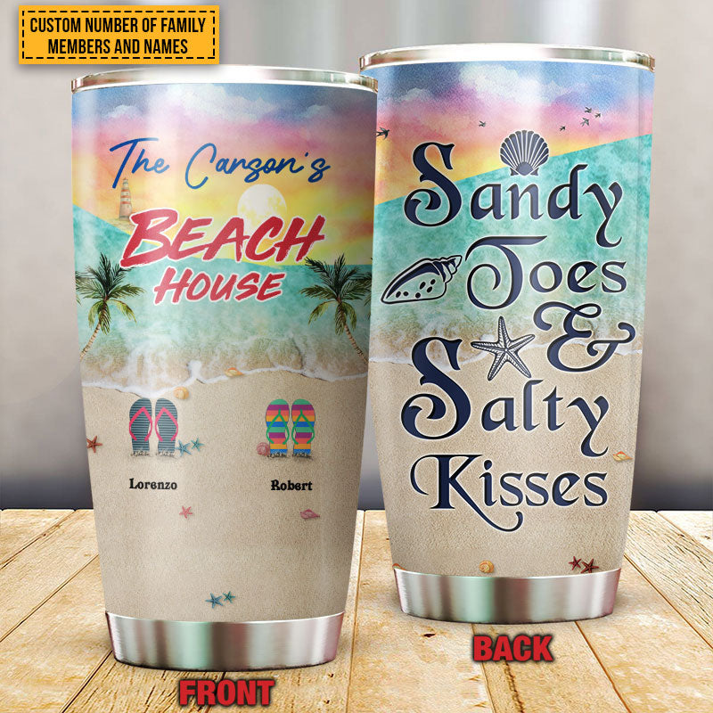 Personalized Beach Family Sandy Toes Custom Tumbler